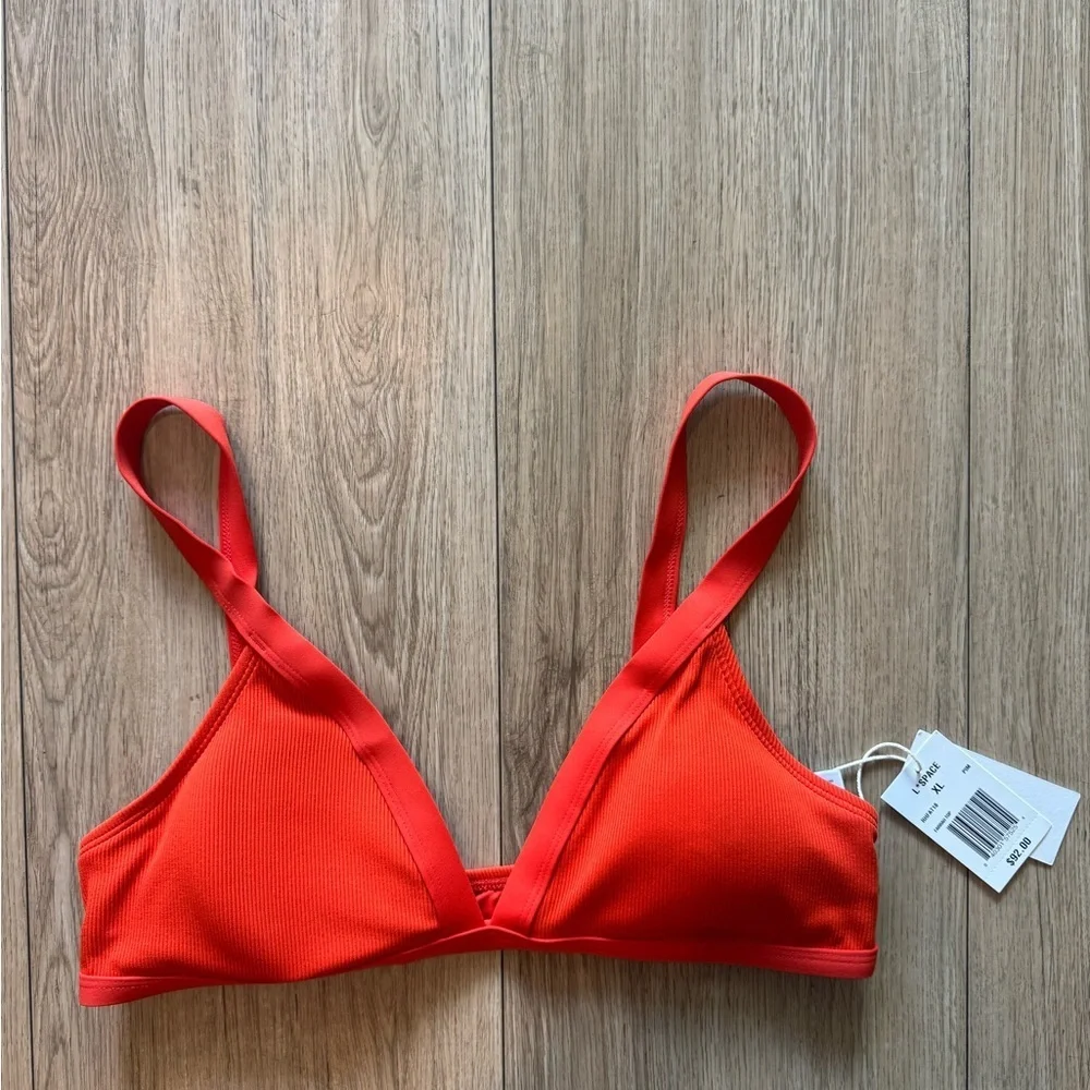L*Space Orange Bikini Top NWT Ribbed Triangle Swim Top Beach Swimwear